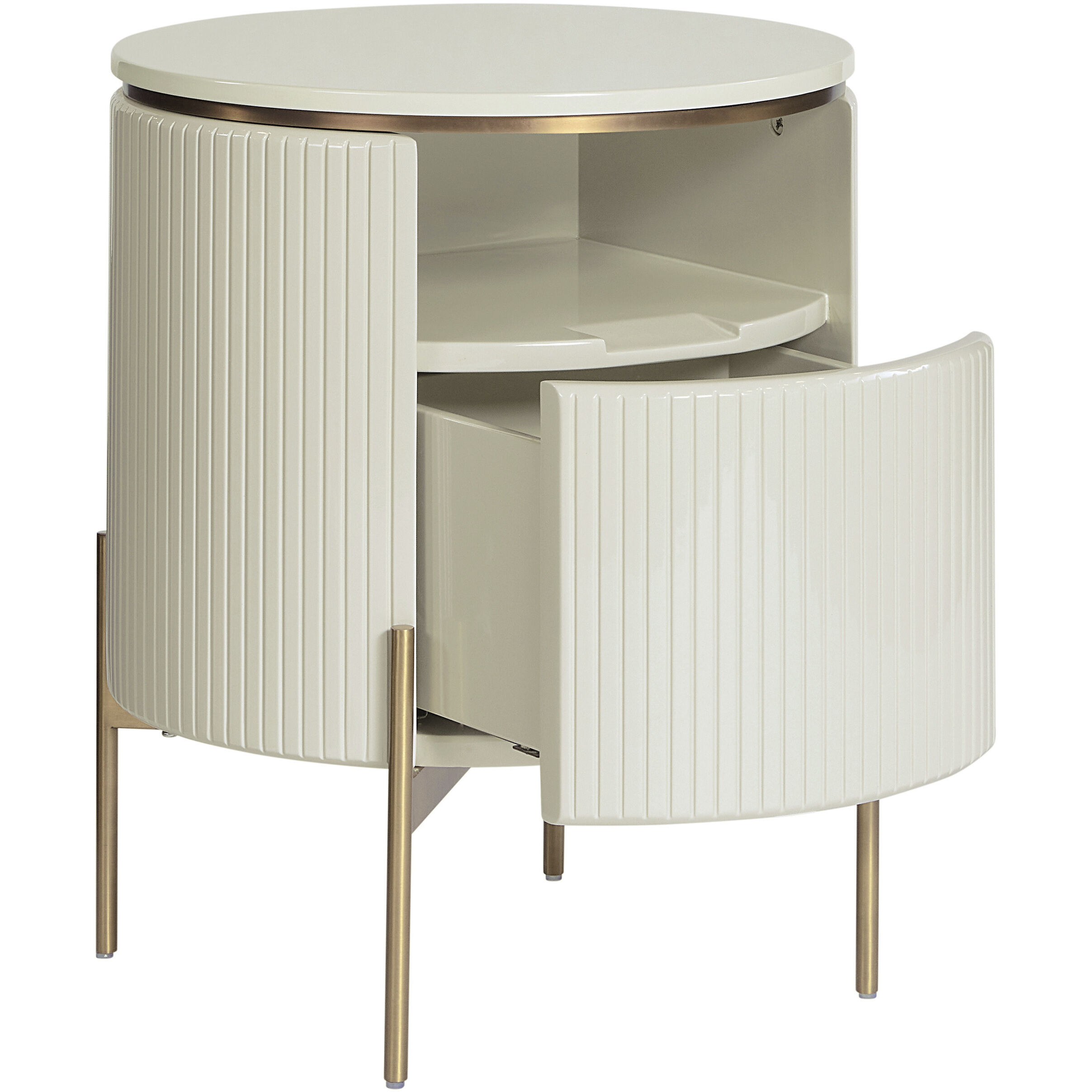 Paloma 23.5 X 19 inch High Gloss Cream End Table